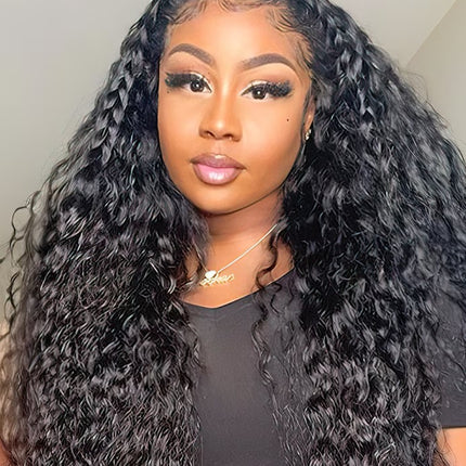 Natural Black Jerry Curly Human Hair 13x6 Tranparent Lace Front Wig ZSWIG