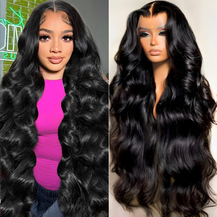 Natural Black Body Wave Human Hair 13x6 Tranparent Lace Front Wig ZSWIG