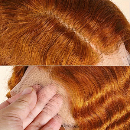 ZSWIG 250% Density 350# Ginger Orange Jerry Curly Curl Human Hair 13x6 Tranparent Lace Front Wig