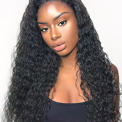 Natural Black Jerry Curly Human Hair 13x6 Tranparent Lace Front Wig ZSWIG