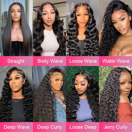 Natural Black Water Wave Human Hair 13x6 Tranparent Lace Front Wig ZSWIG